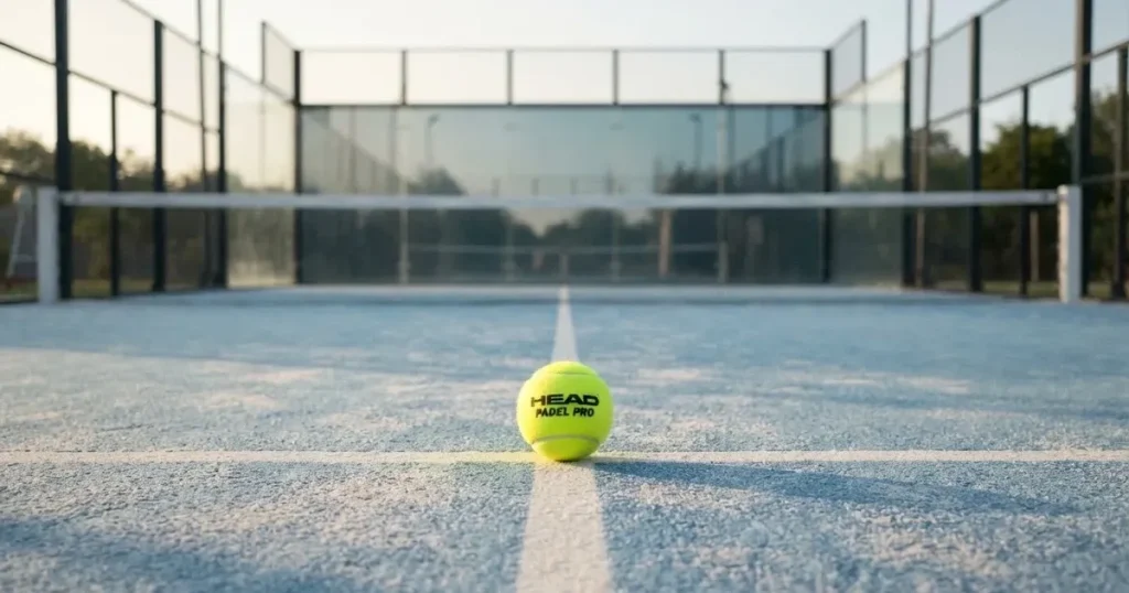A ball on the centre spot of a grass pitch in morning light